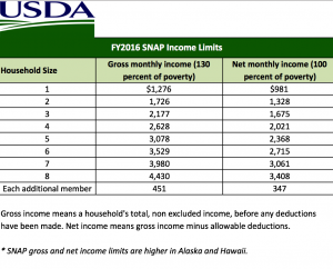 2016 Food Stamp Income Guidelines