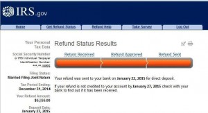 IRS bars offical - Where is My Refund (WMR) Return Received, Refund Approved and Refund Sent