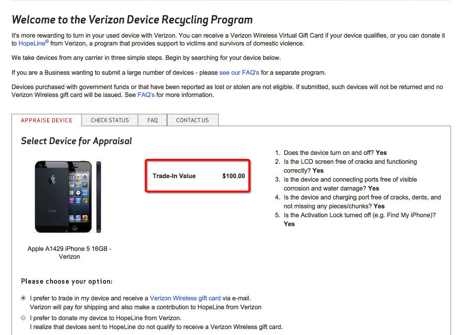 Verizon iPhone Trade-in
