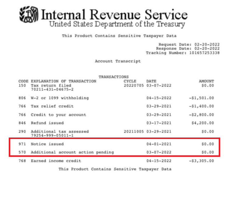TC 570 on your IRS Account Transcript